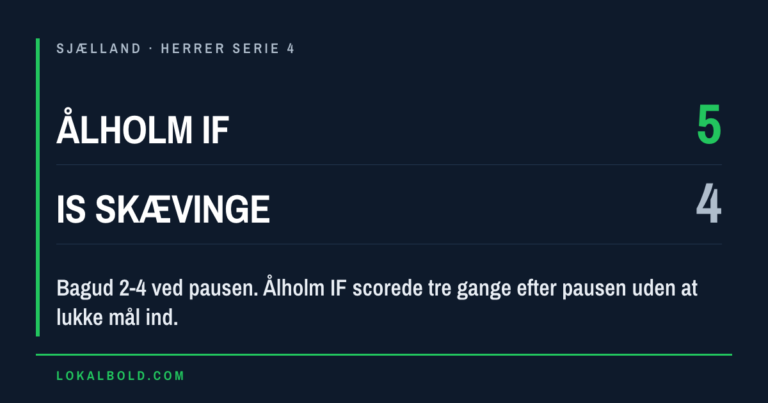 Ålholm IF vendte 2-4 til 5-4 mod IS Skævinge