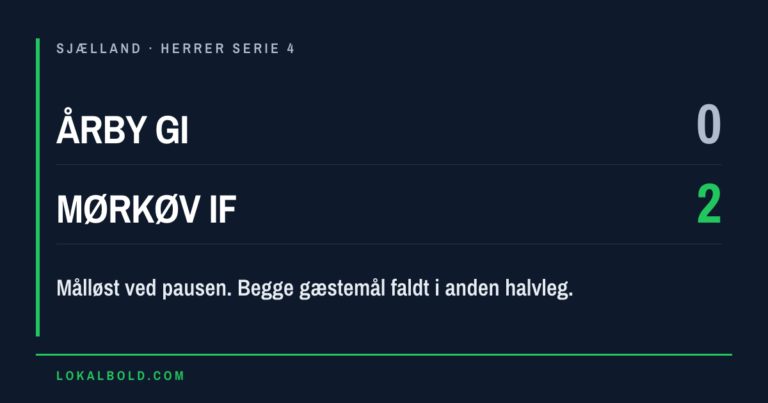 Mørkøv IF vandt 2-0 hos Årby GI efter en målløs halvleg