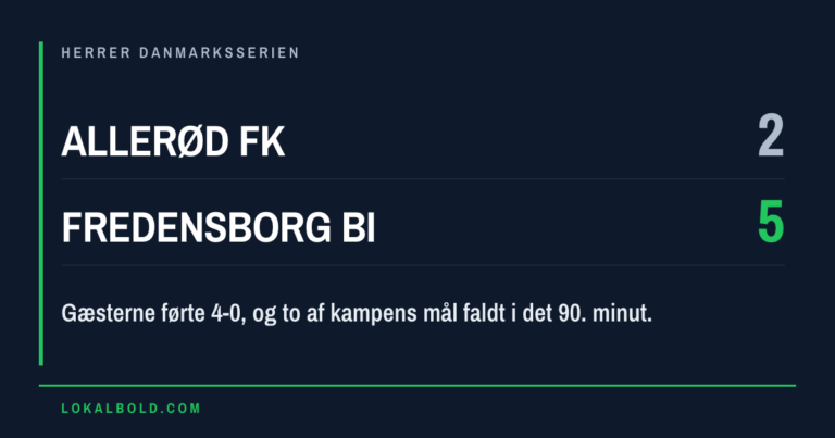 Fredensborg BI vandt 5-2 hos Allerød FK i Danmarksserien