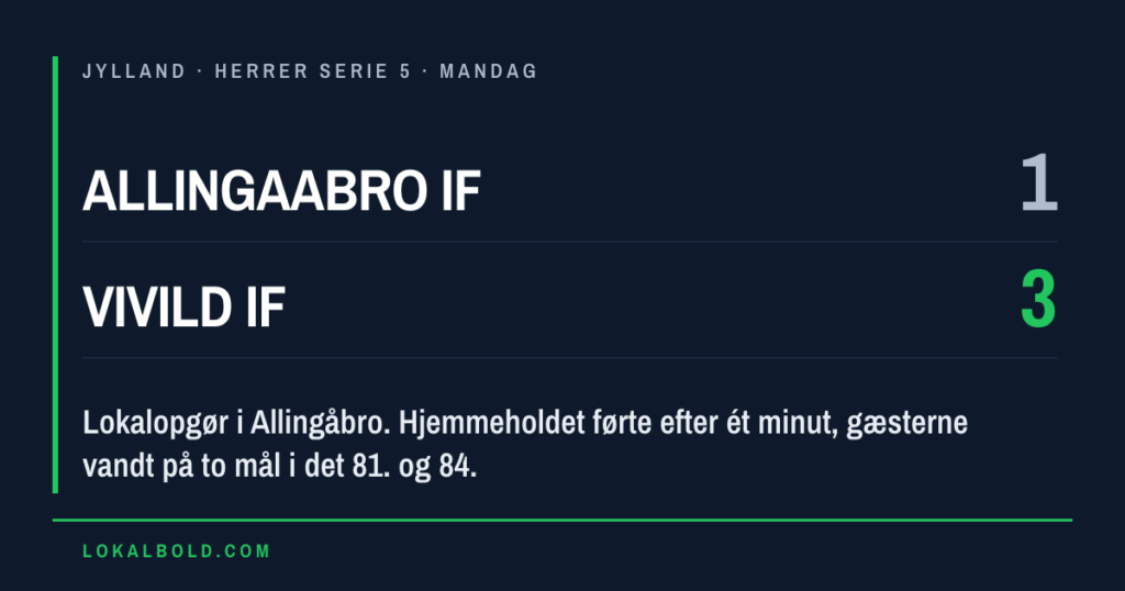 Vivild IF vendte lokalopgøret mod Allingaabro IF 1-3