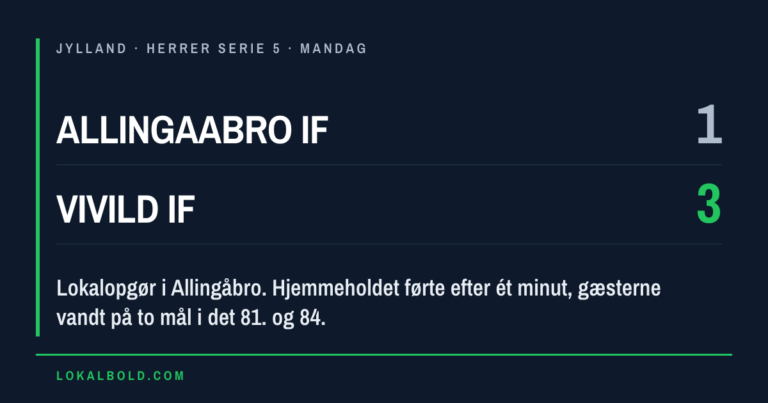 Vivild IF vendte lokalopgøret mod Allingaabro IF 1-3