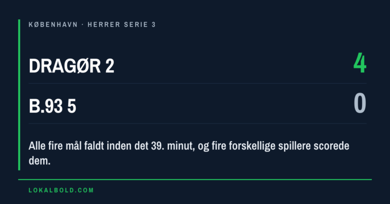 Fire mål før pausen da Dragør 2 slog B.93 5 med 4-0