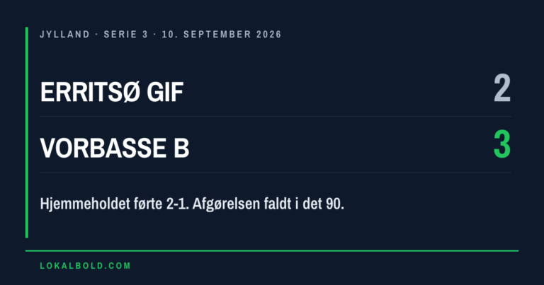 Vorbasse B vandt i Erritsø med mål i det 90. minut