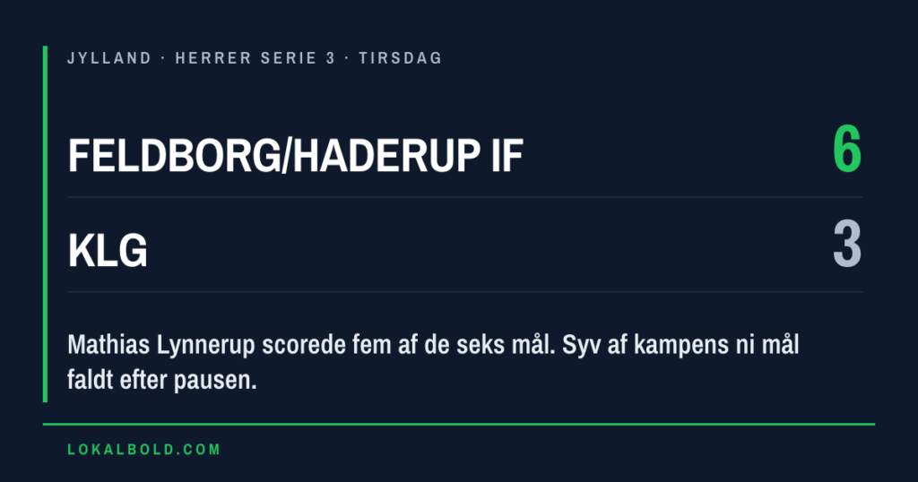 Fem Lynnerup-mål da Feldborg/Haderup IF slog KLG 6-3