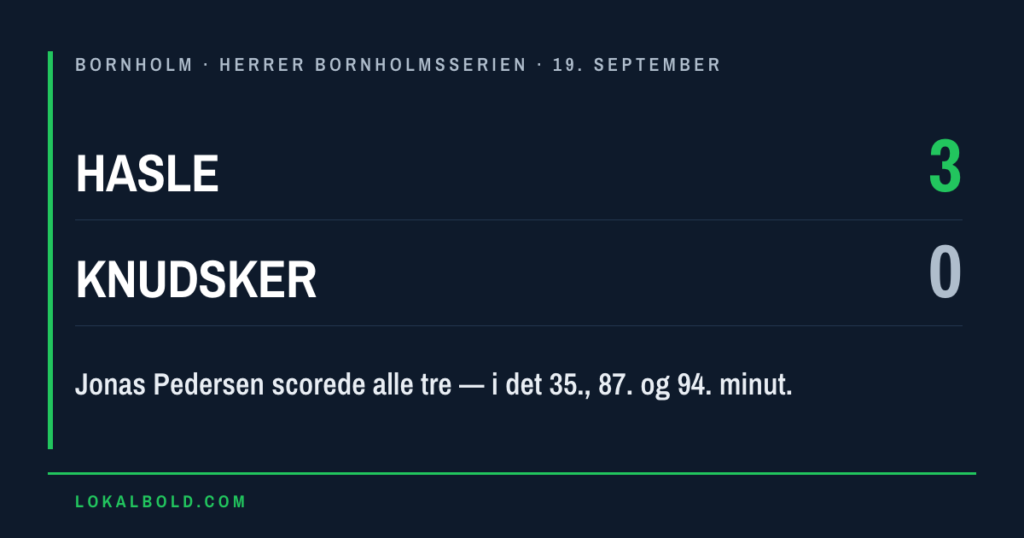 Jonas Pedersen scorede alle tre, da Hasle slog Knudsker