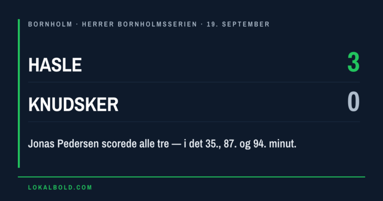 Jonas Pedersen scorede alle tre, da Hasle slog Knudsker