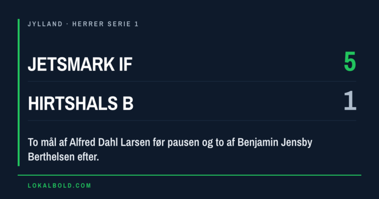 To mål af Berthelsen da Jetsmark IF vandt 5-1