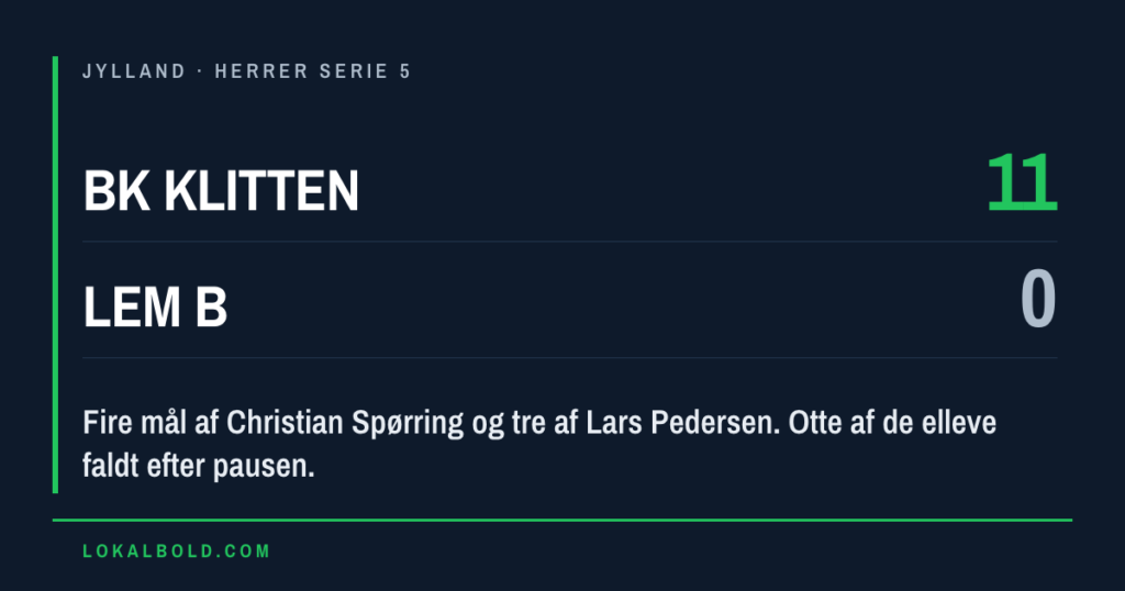 Fire mål af Christian Spørring i BK Klittens 11-0