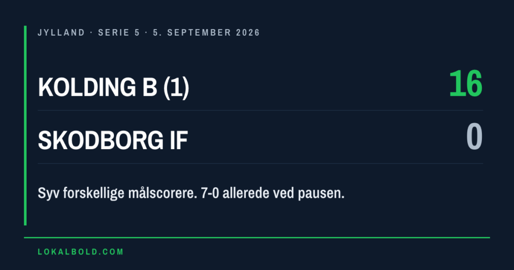 Kolding B scorede 16 mål mod Skodborg IF i Serie 5
