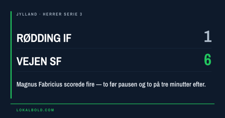 Fire mål af Magnus Fabricius da Vejen SF vandt 6-1