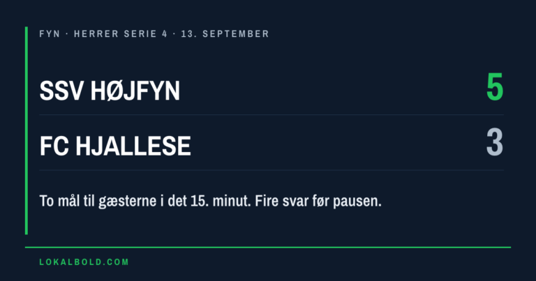 SSV Højfyn hentede 0-2 og vandt 5-3