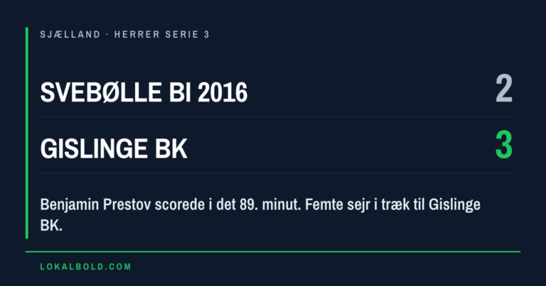 Sent Prestov-mål gav Gislinge BK 3-2 hos Svebølle BI 2016