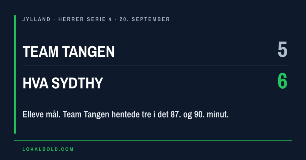 Tre sene Team Tangen-mål, men HVA Sydthy vandt 6-5