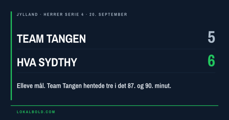 Tre sene Team Tangen-mål, men HVA Sydthy vandt 6-5