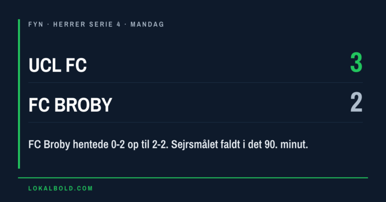 FC Broby hentede 0-2, men UCL FC vandt 3-2 i det 90.
