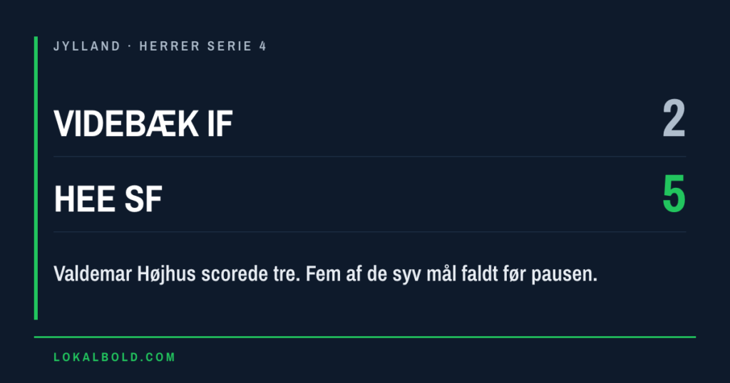 Tre Højhus-mål da Hee SF vandt 5-2 hos Videbæk IF