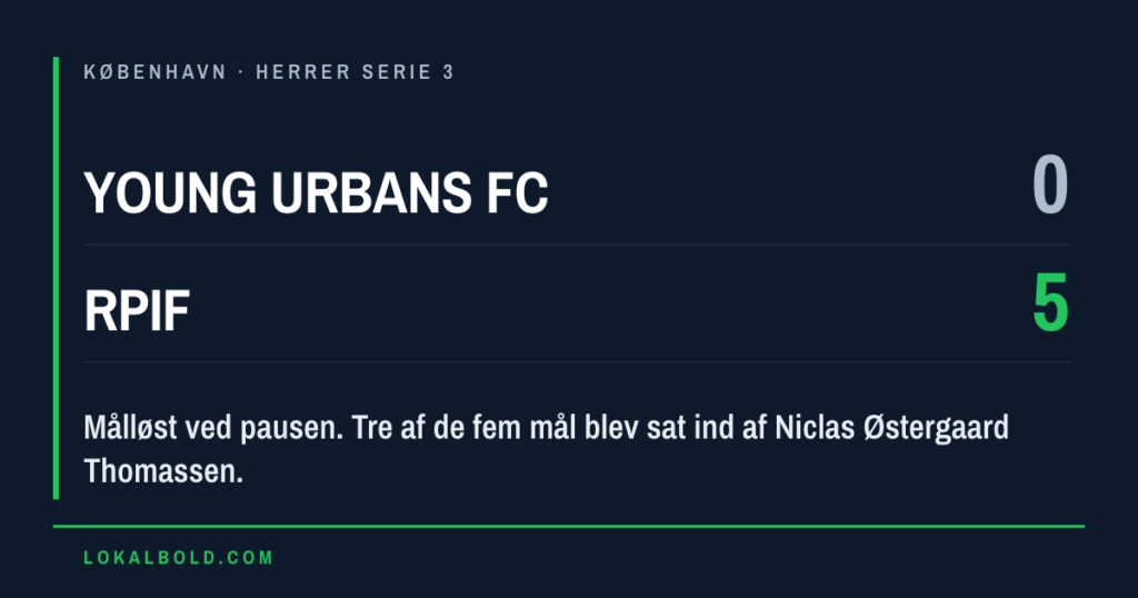 Fem mål efter pausen i Young Urbans FC RPIF 0-5