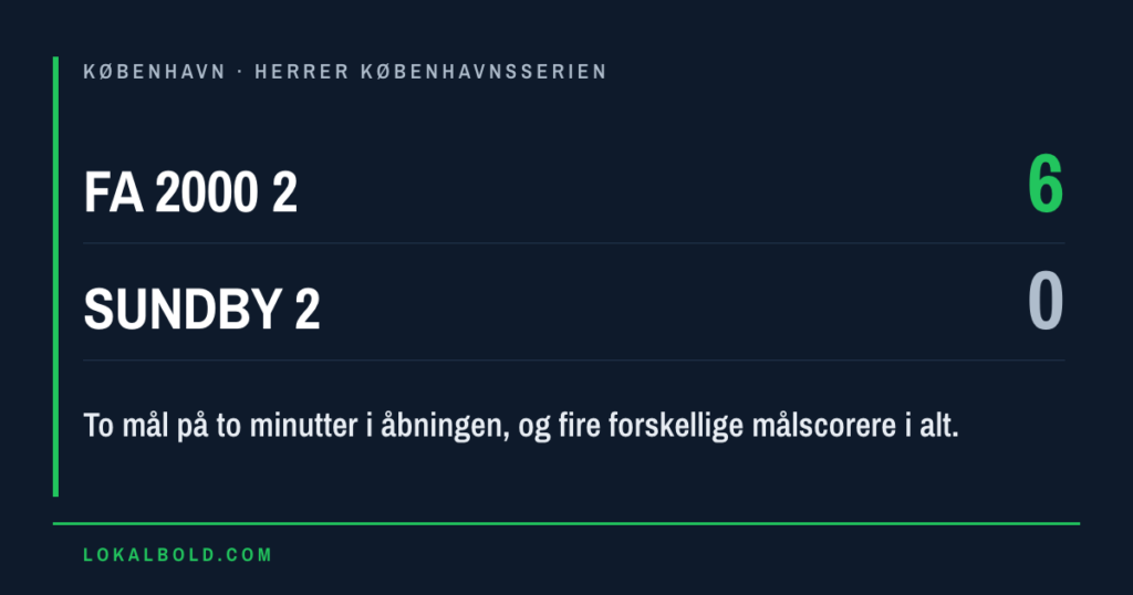 Fire scorede, da FA 2000 2-Sundby 2 endte 6-0