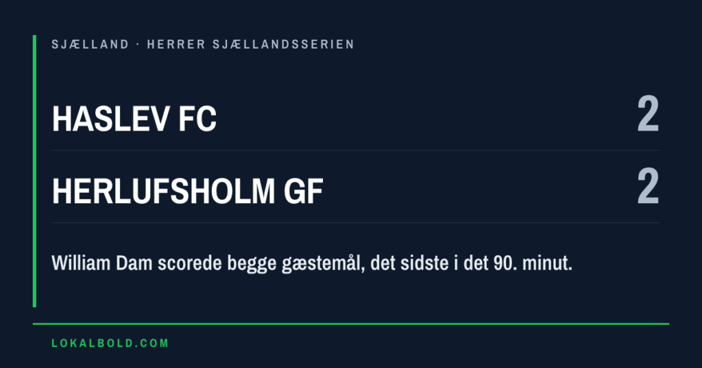 William Dam udlignede til 2-2 i Haslev-Herlufsholm