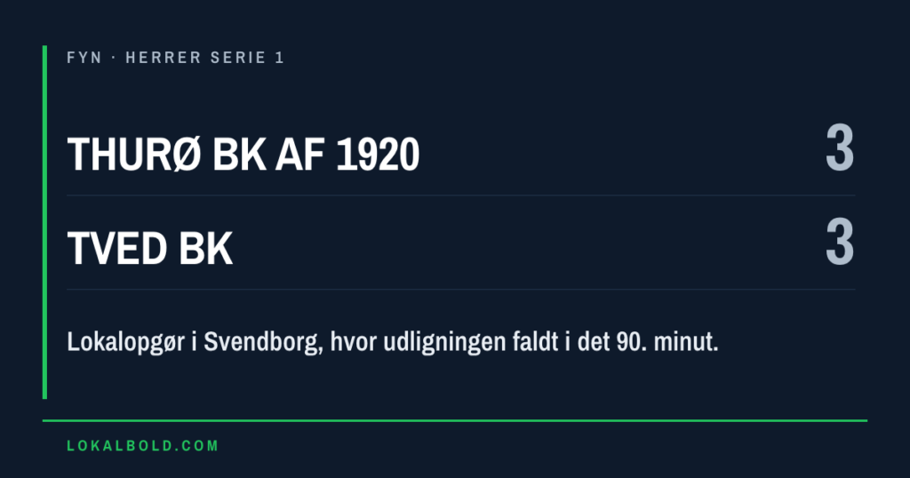 Udligning i det 90. i Svendborg-opgøret Thurø-Tved