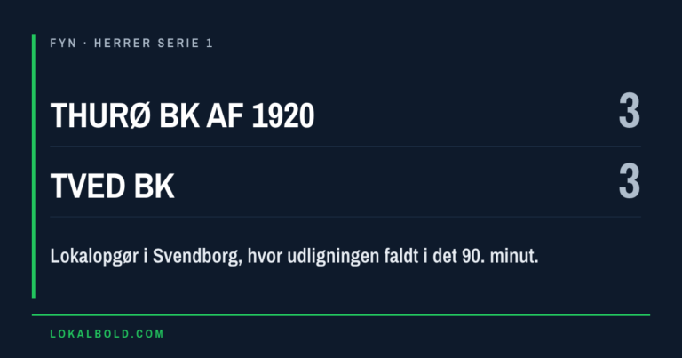 Udligning i det 90. i Svendborg-opgøret Thurø-Tved